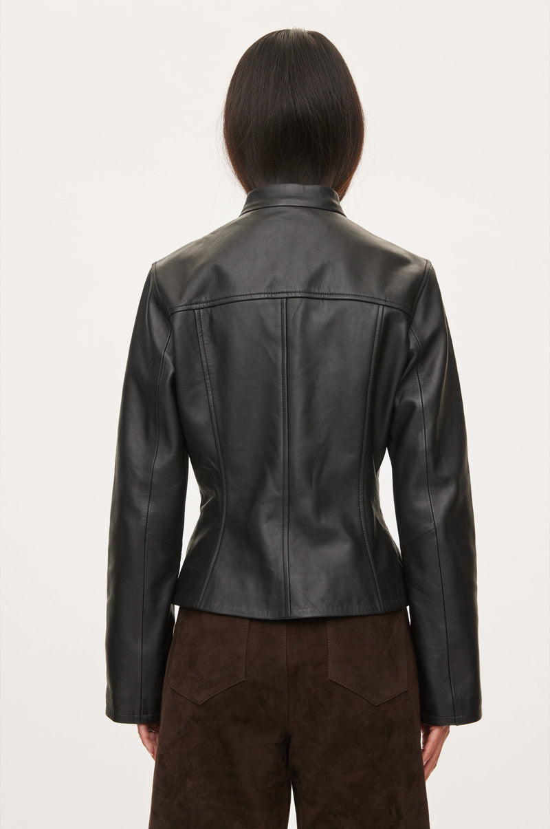 Oval Square Time Leather Blazer BLAZERS 8001 Black