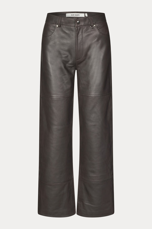 Oval Square Time Leather Trousers TROUSERS 6015 Chocolate Torte