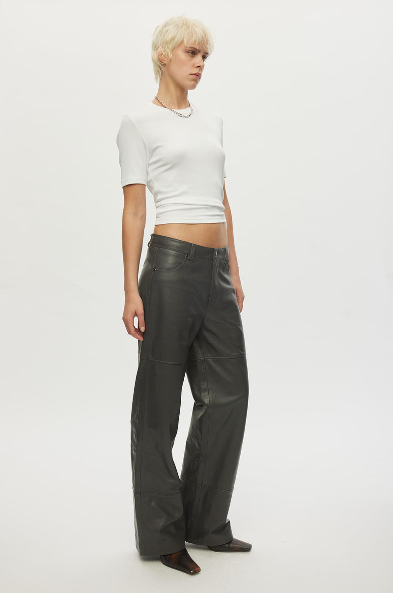 Oval Square Time Leather Trousers TROUSERS 7016 Asphalt