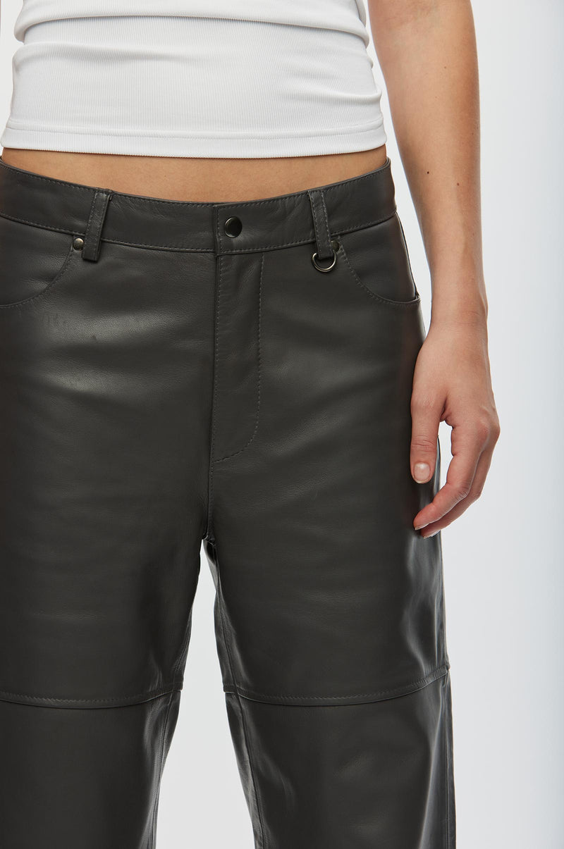 Oval Square Time Leather Trousers TROUSERS 7016 Asphalt