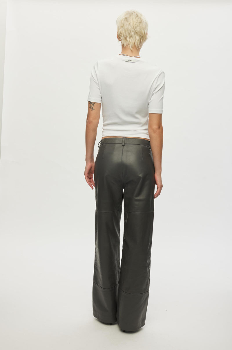 Oval Square Time Leather Trousers TROUSERS 7016 Asphalt