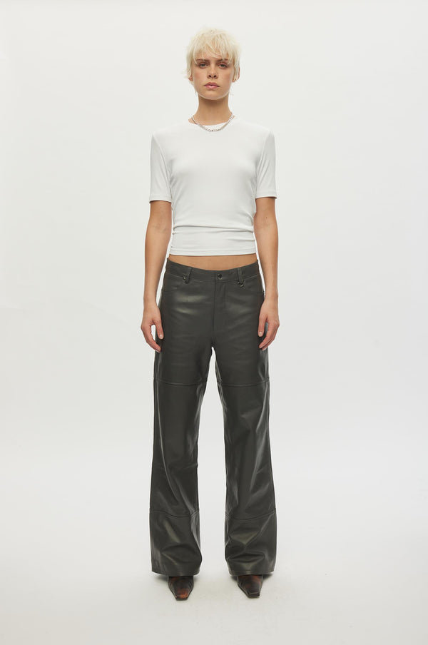 Oval Square Time Leather Trousers TROUSERS 7016 Asphalt