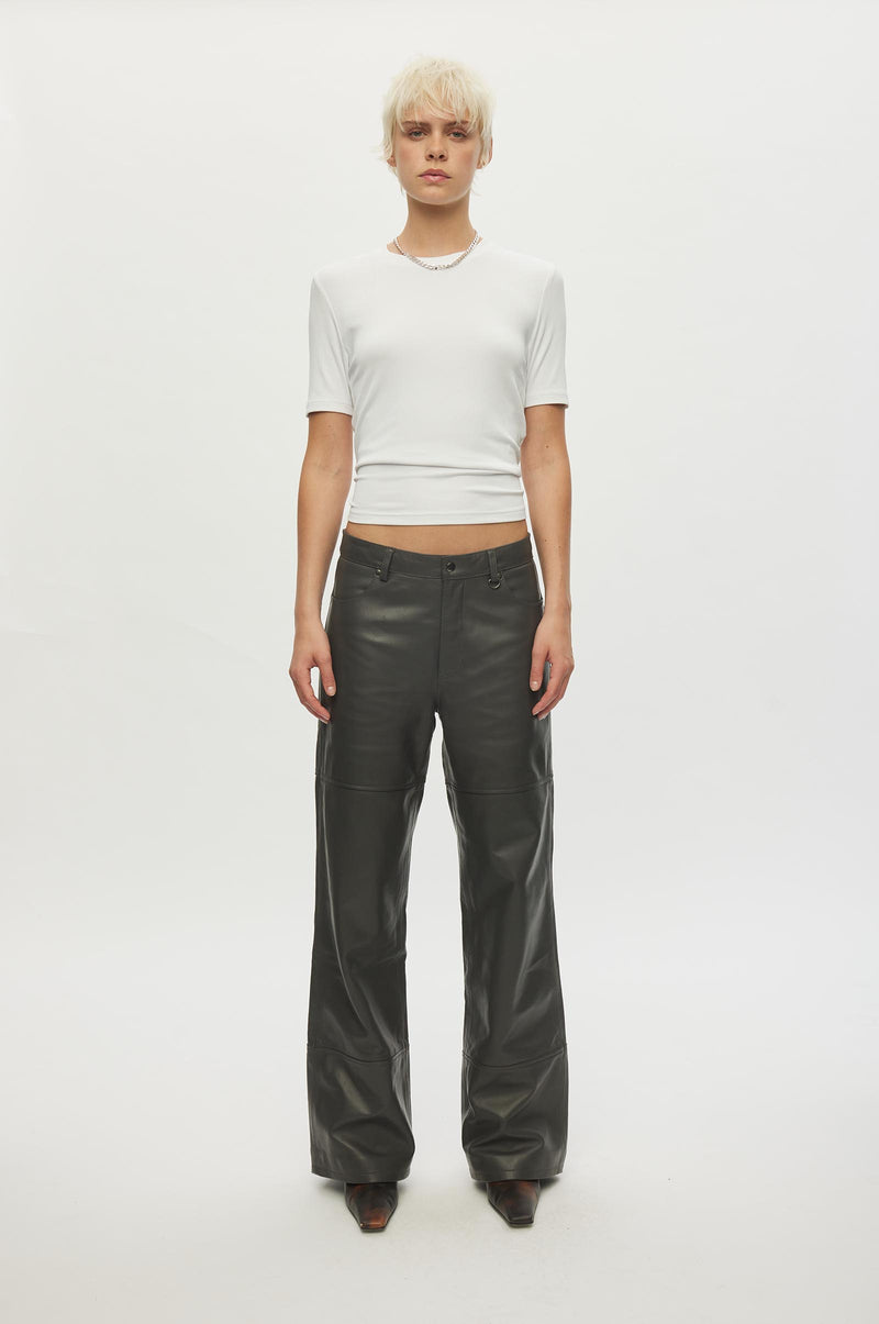Oval Square Time Leather Trousers TROUSERS 7016 Asphalt