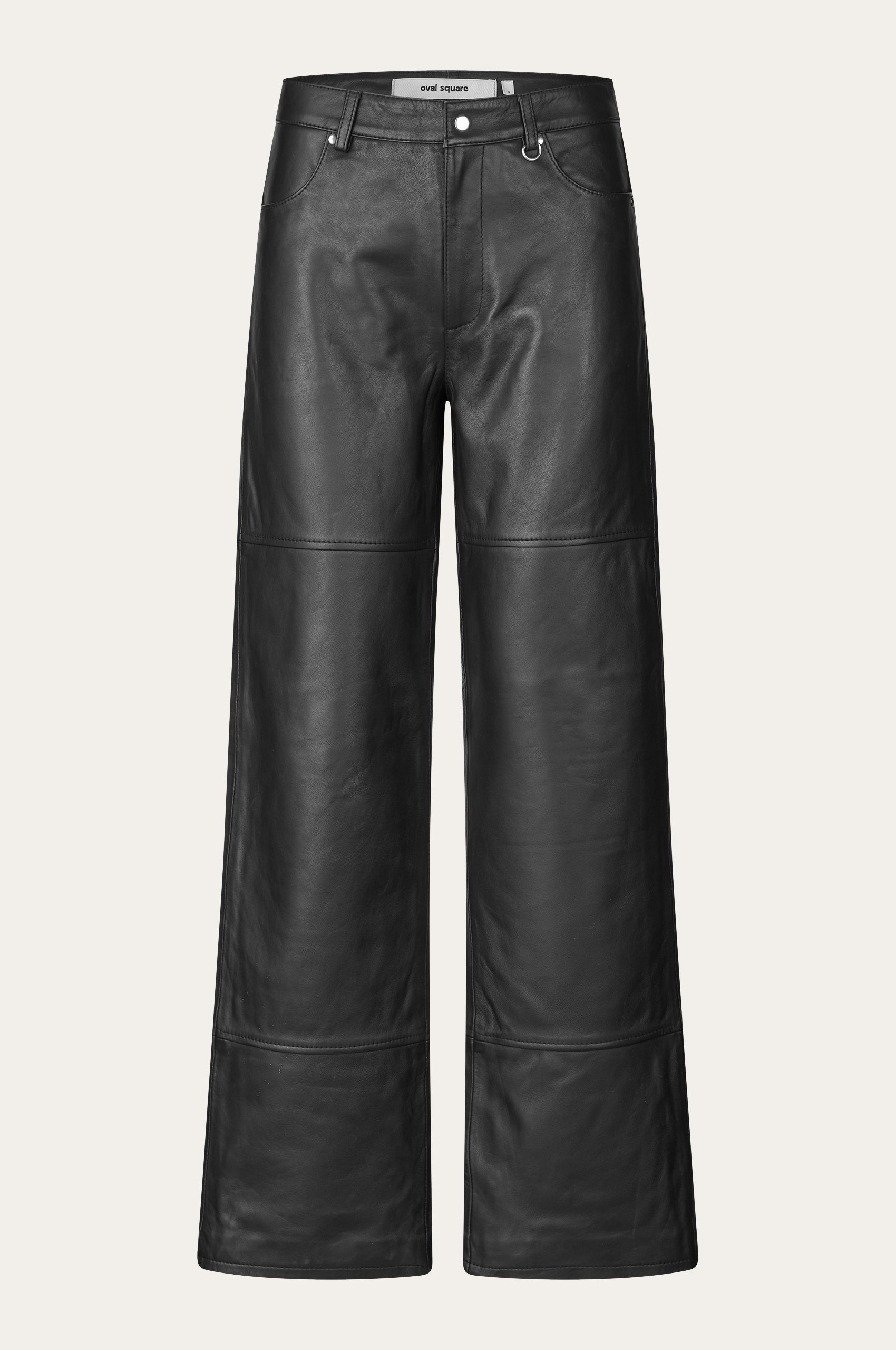 Oval Square Time Leather Trousers TROUSERS 8001 Black