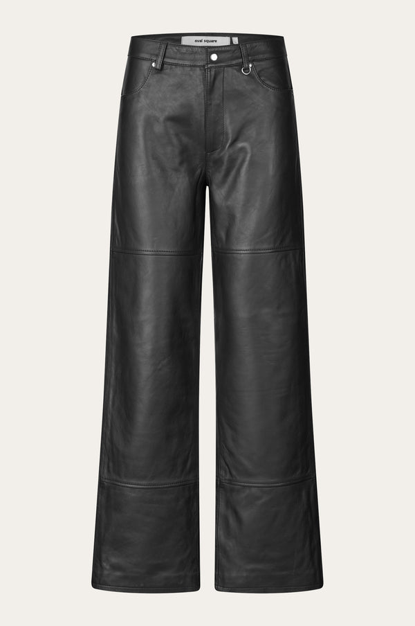 Oval Square Time Leather Trousers TROUSERS 8001 Black