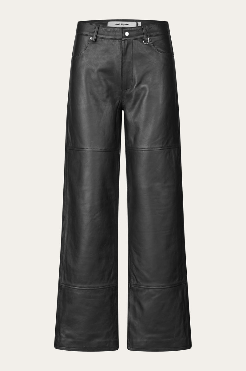 Oval Square Time Leather Trousers TROUSERS 8001 Black