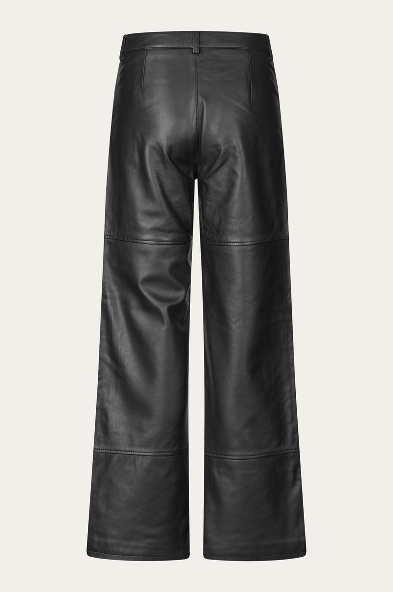 Oval Square Time Leather Trousers TROUSERS 8001 Black