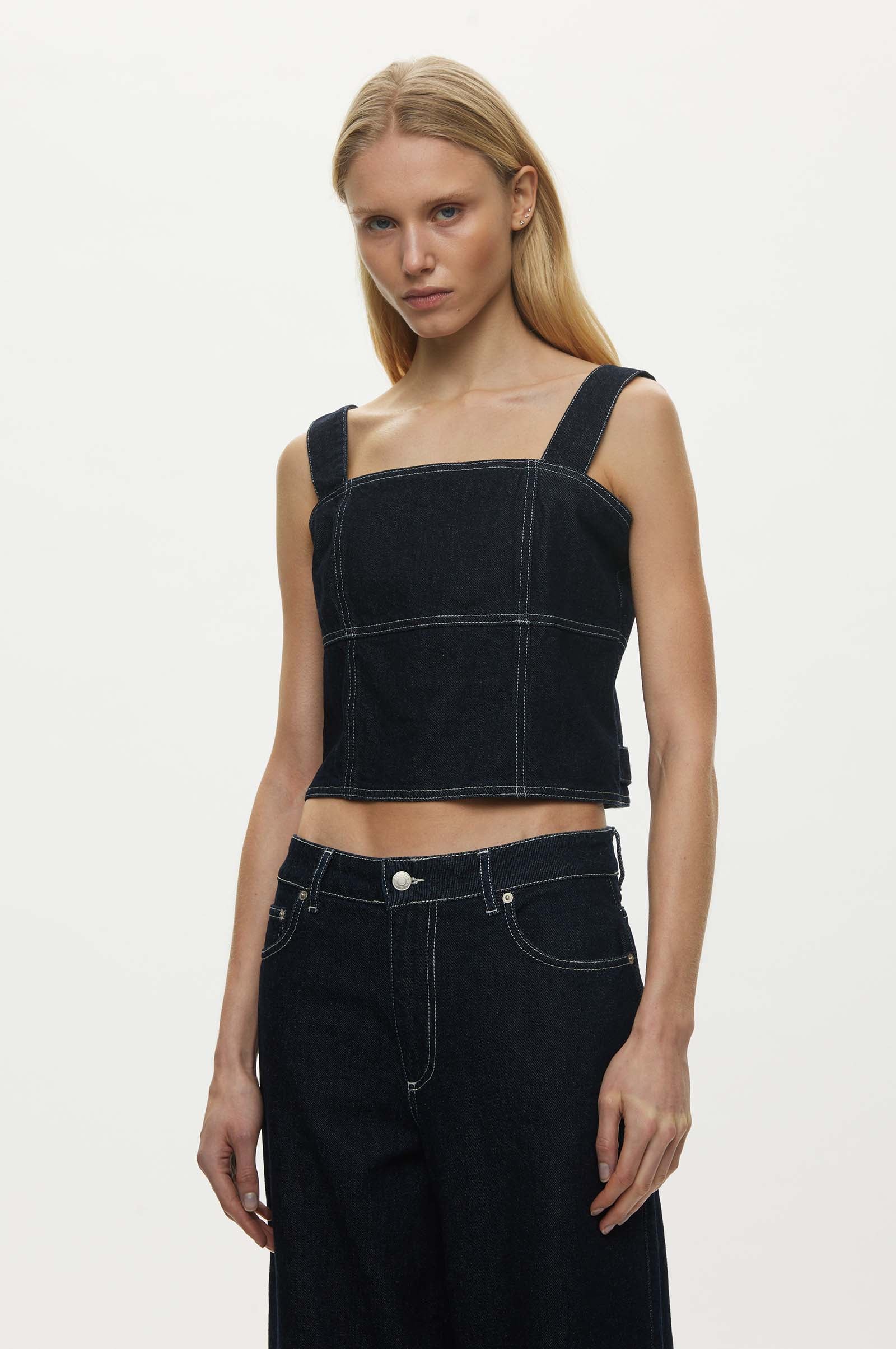 Oval Square Venice Denim Top TOP 5037 0101 Dark Raw / White Stitch
