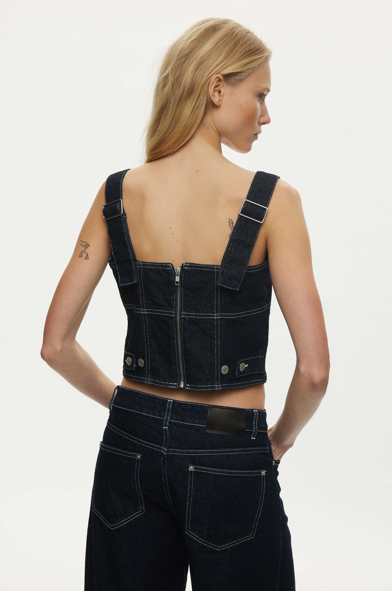 Oval Square Venice Denim Top TOP 5037 0101 Dark Raw / White Stitch