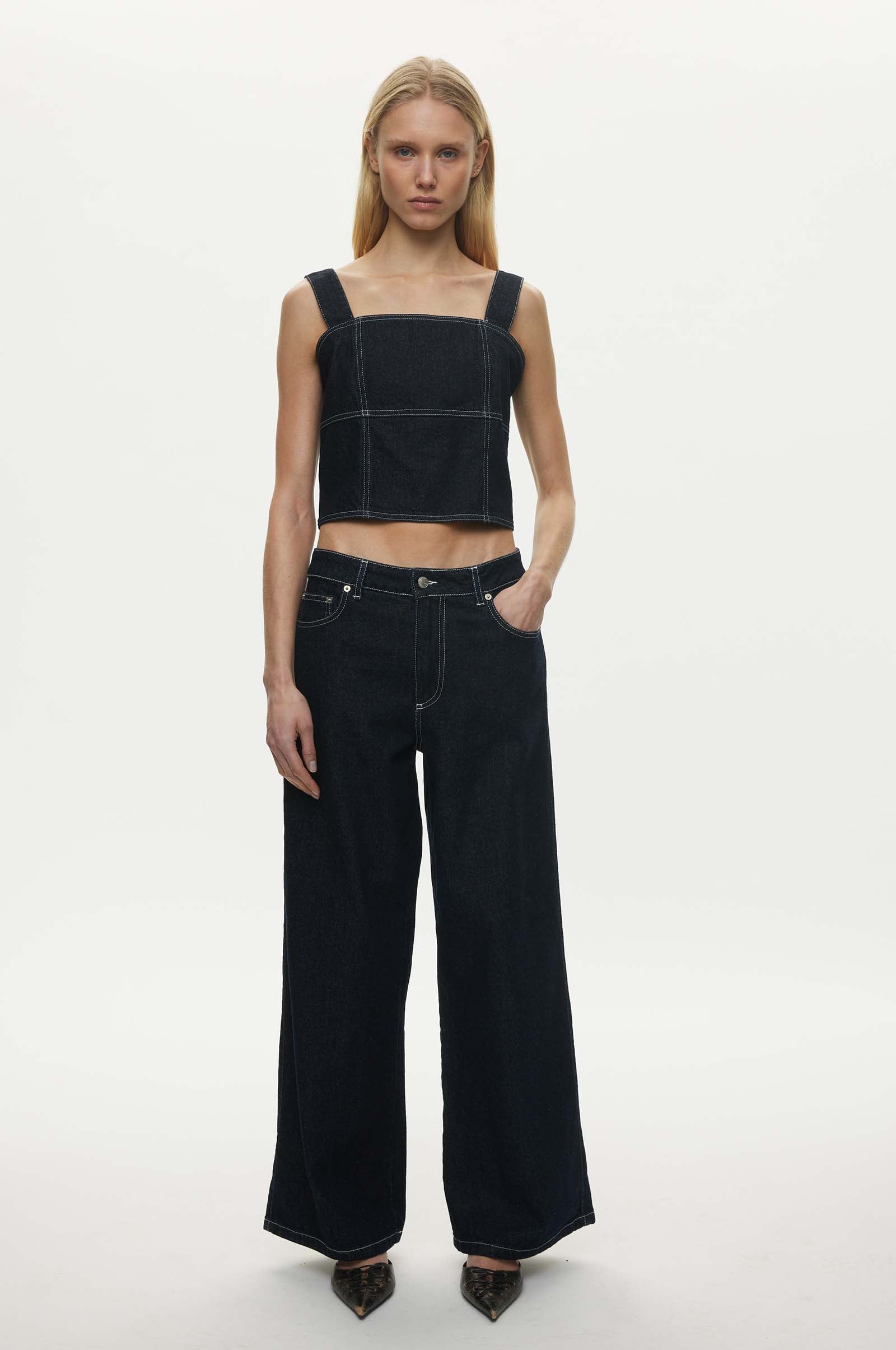 Oval Square Venice Denim Top TOP 5037 0101 Dark Raw / White Stitch