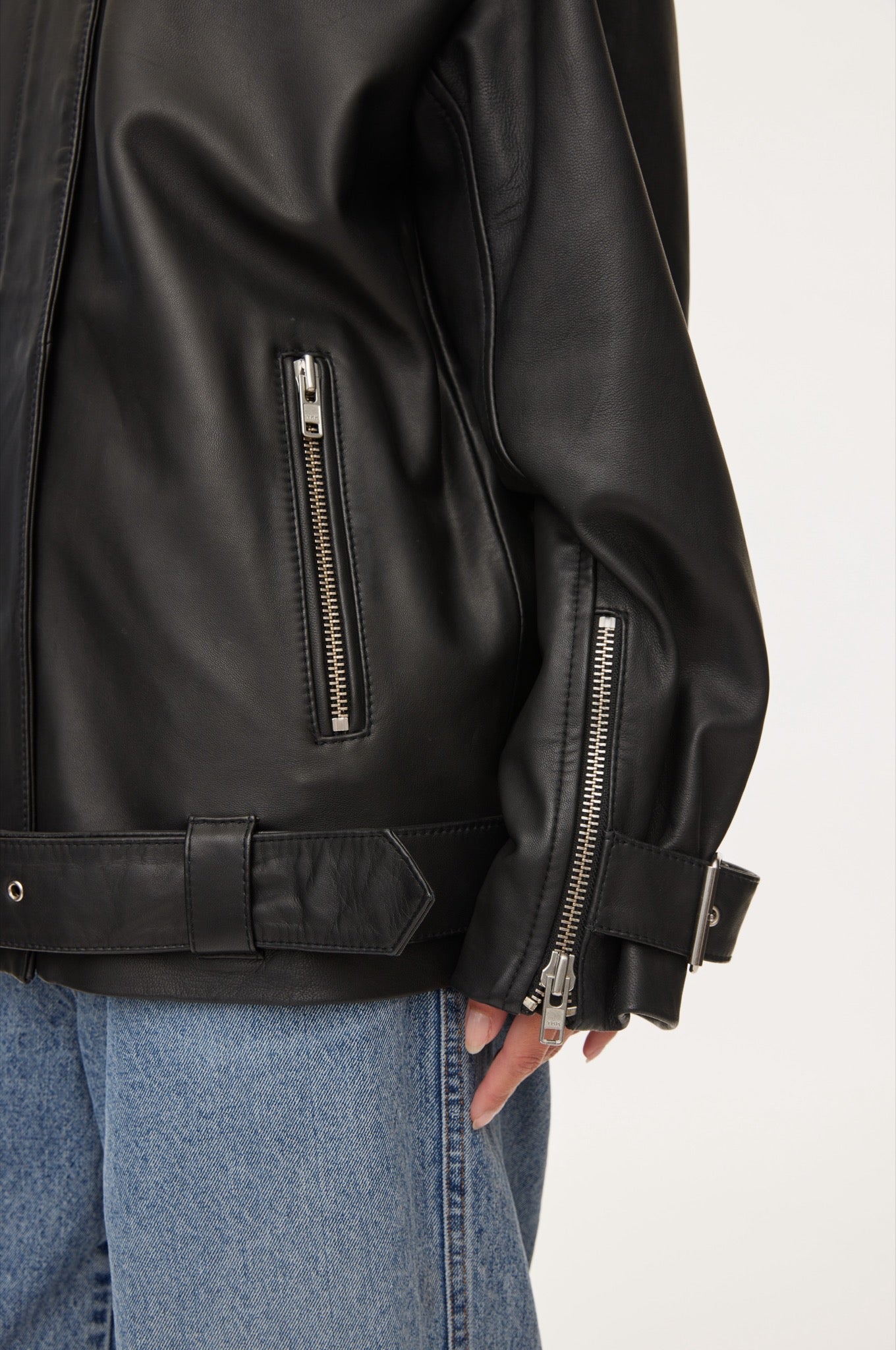 Oval Square Verve Leather Jacket JACKETS 8001 Black