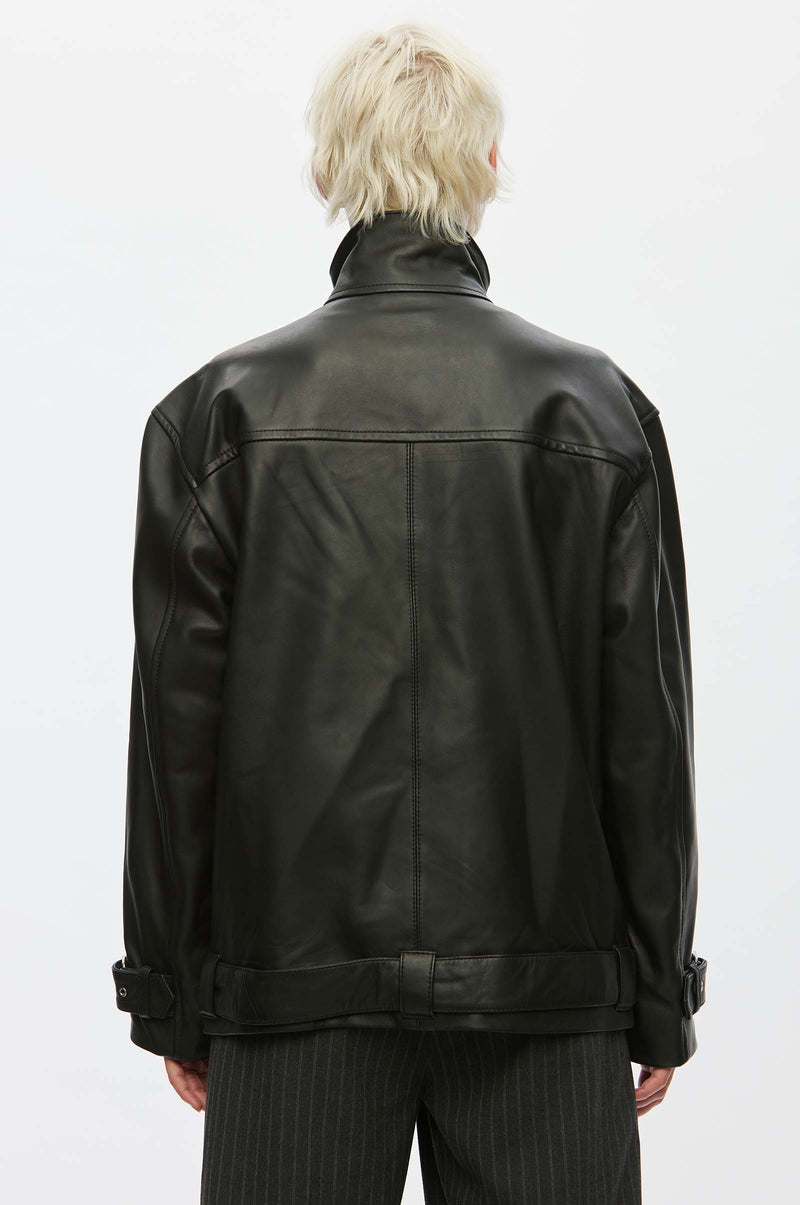 Oval Square Verve Leather Jacket JACKETS 8001 Black