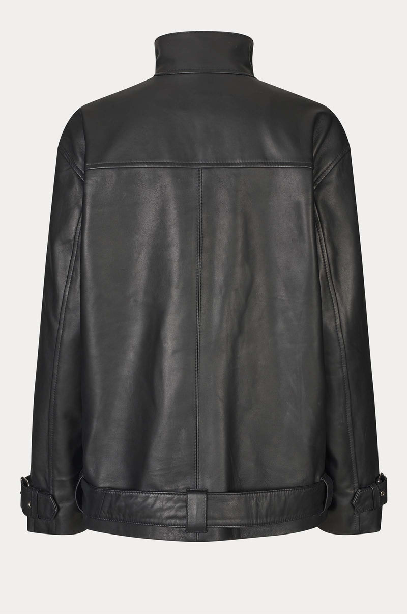 Oval Square Verve Leather Jacket JACKETS 8001 Black