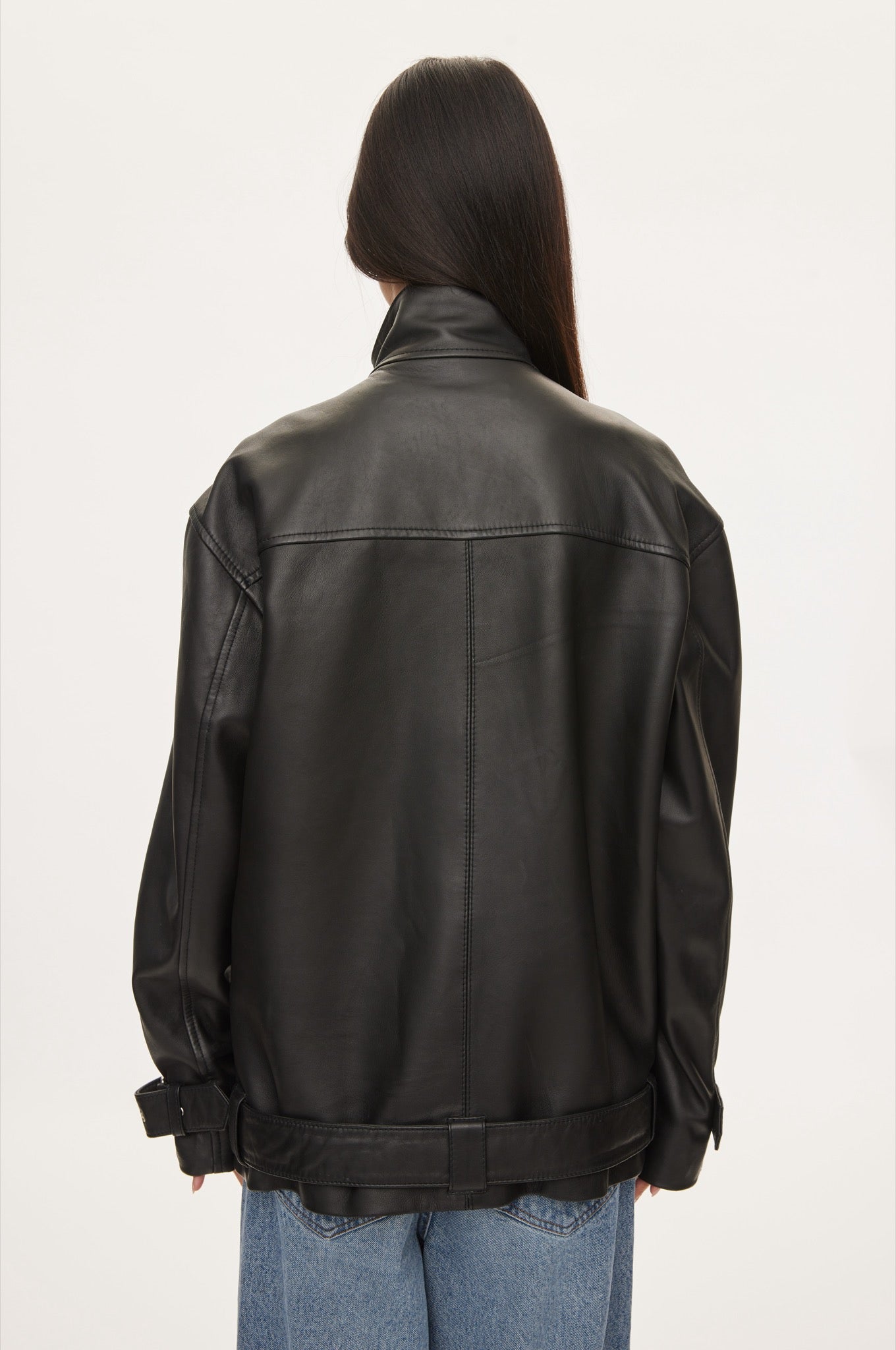 Oval Square Verve Leather Jacket JACKETS 8001 Black