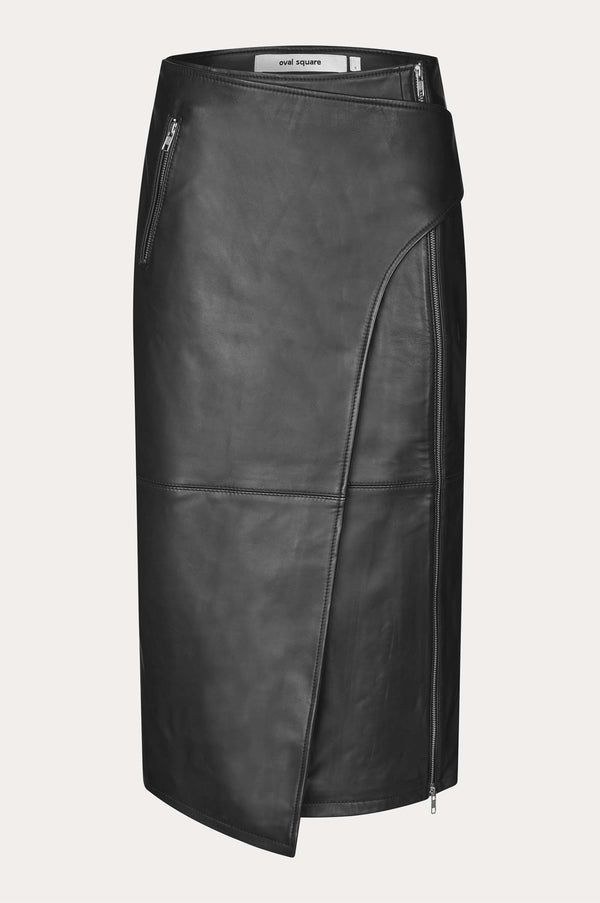 Oval Square Verve Leather Skirt SKIRTS 8001 Black