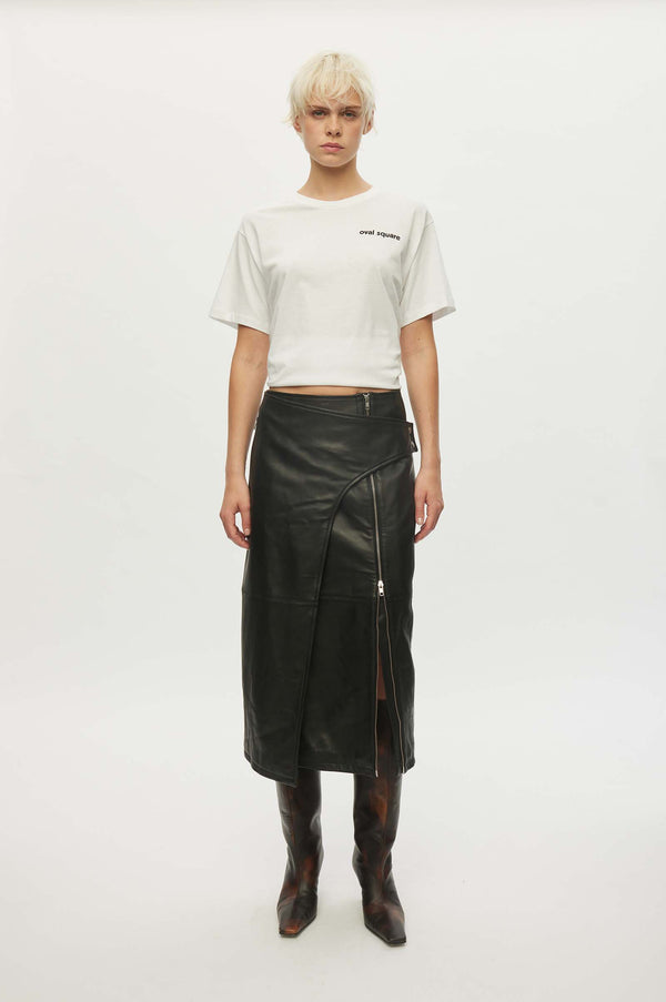 Oval Square Verve Leather Skirt SKIRTS 8001 Black