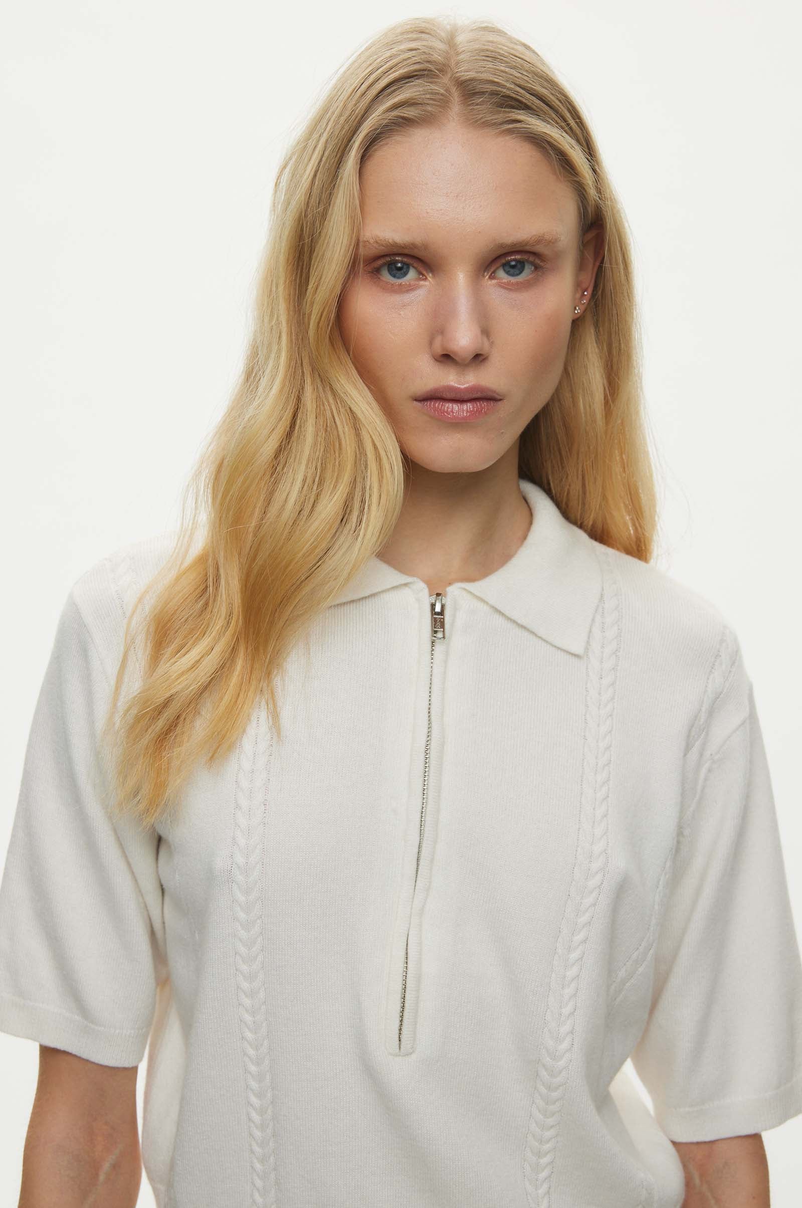 Oval Square Vika Knit Polo KNITS 1002 Off White