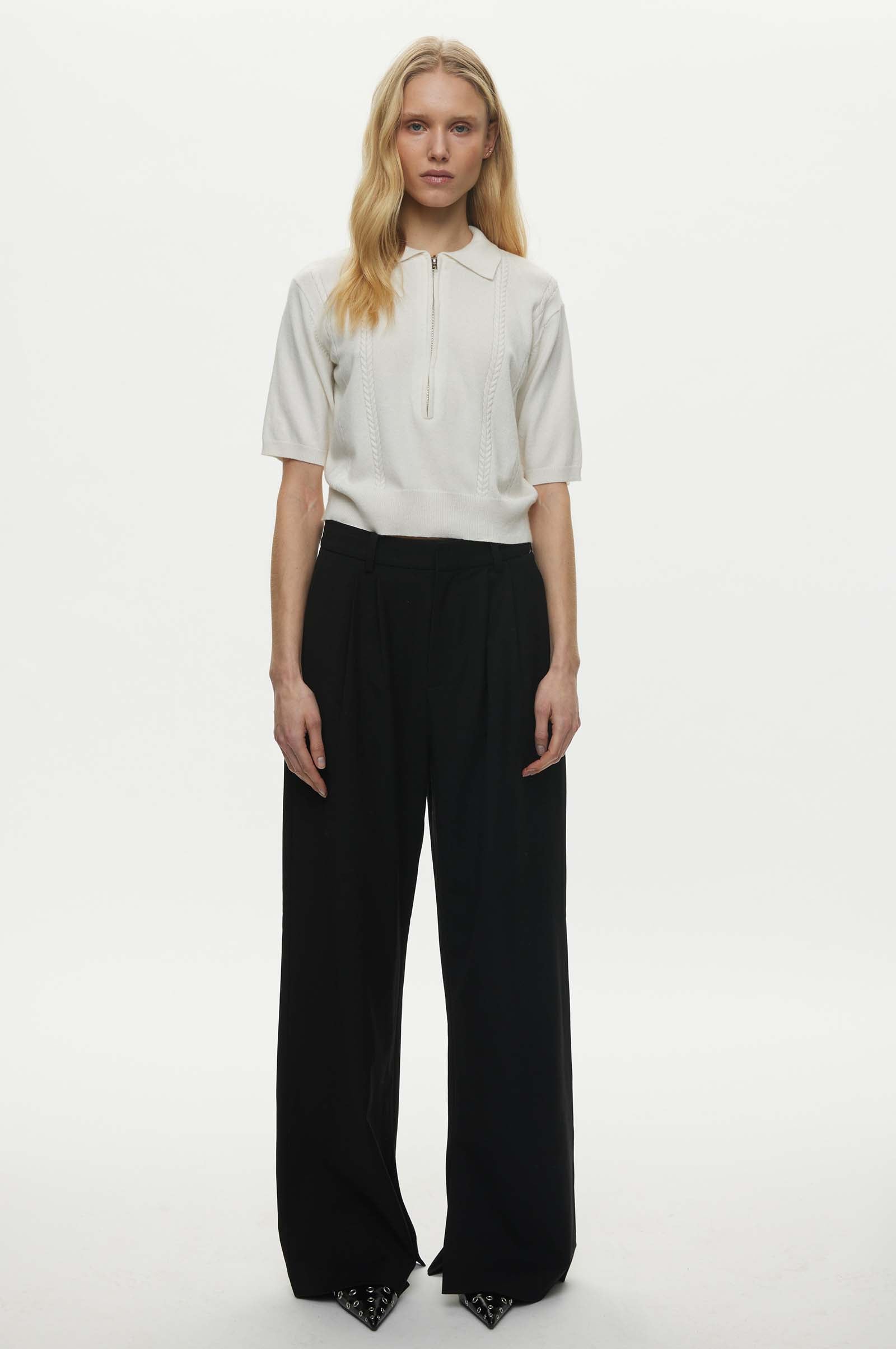 Oval Square Vika Knit Polo KNITS 1002 Off White