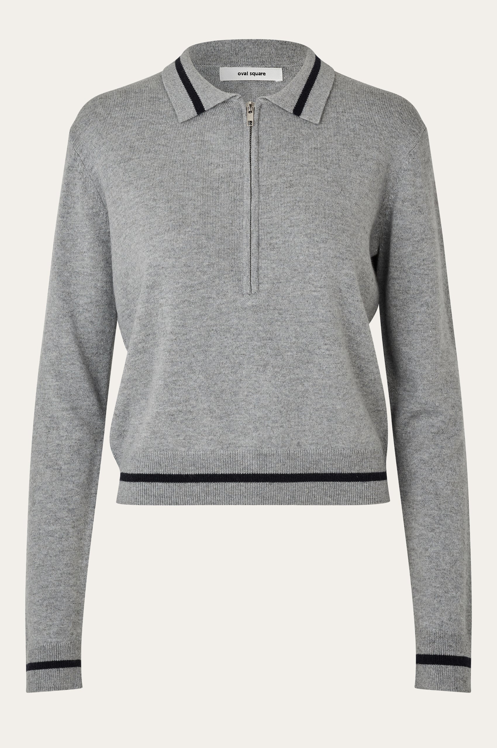 Oval Square Vika LS Zip Polo KNITS 7002 Grey Mel