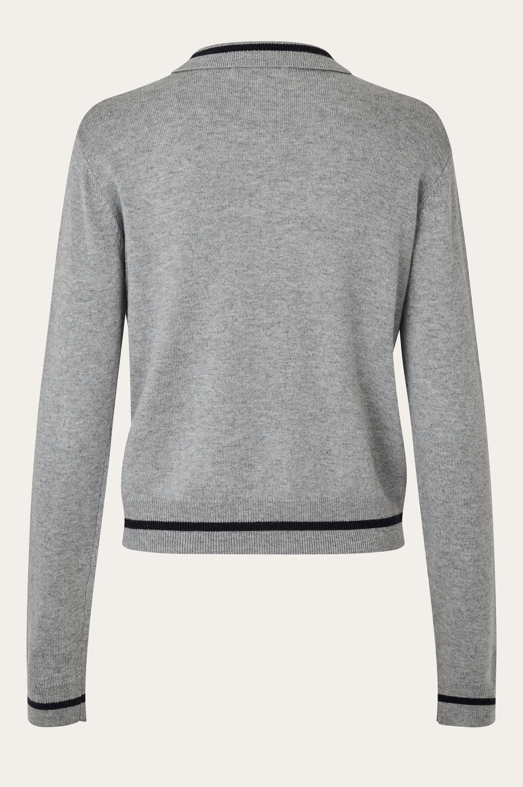 Oval Square Vika LS Zip Polo KNITS 7002 Grey Mel