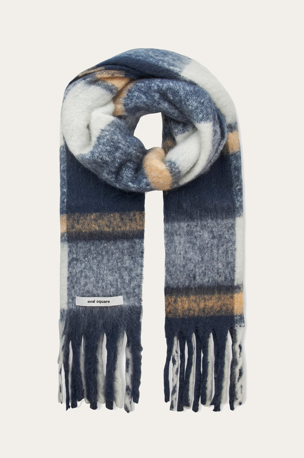 Oval Square Warm Scarf ACCESS 5040 Navy Checks