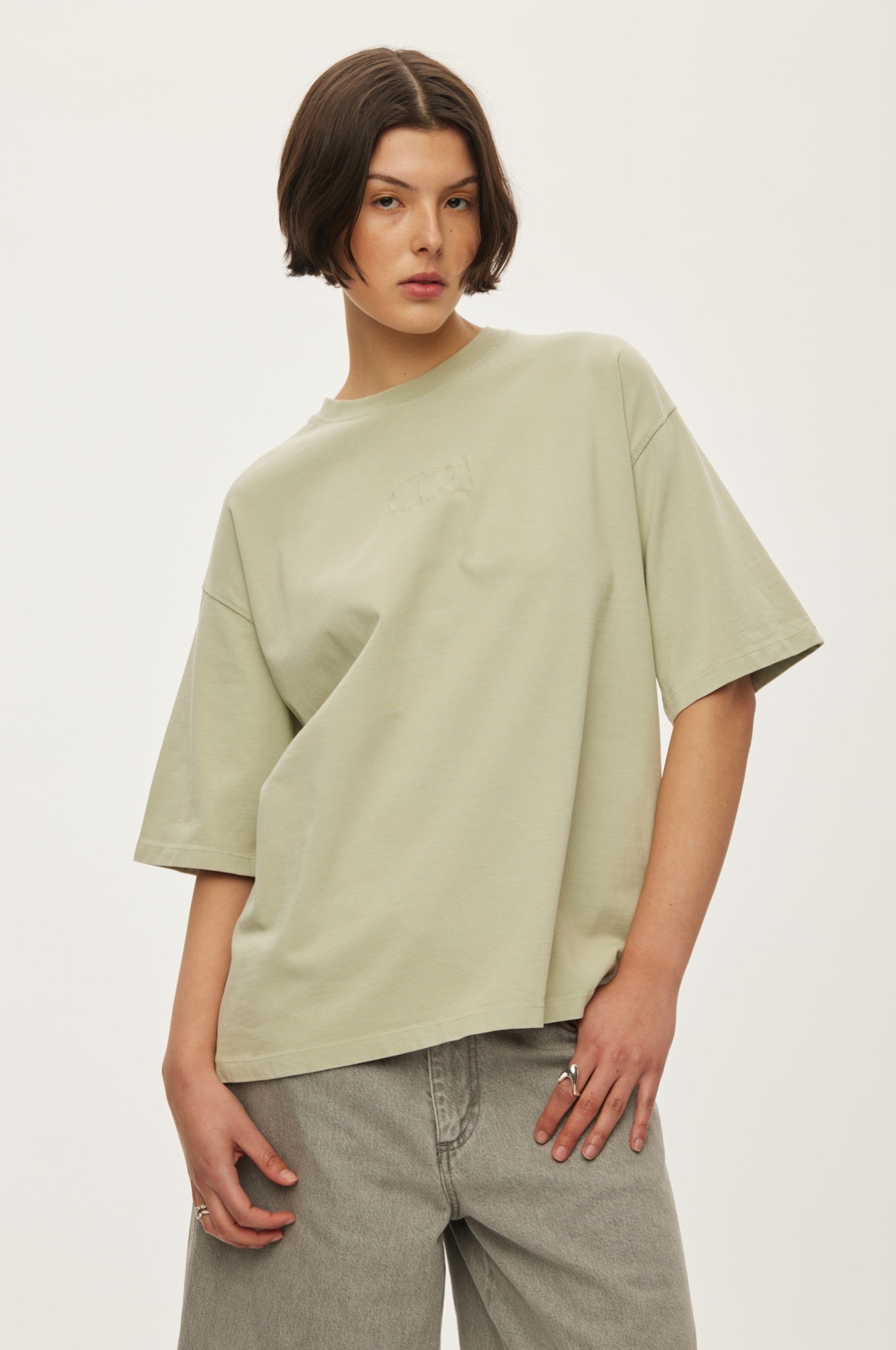 Oval Square Wash Oversized Tee TEE 4020 Desert Sage Washed