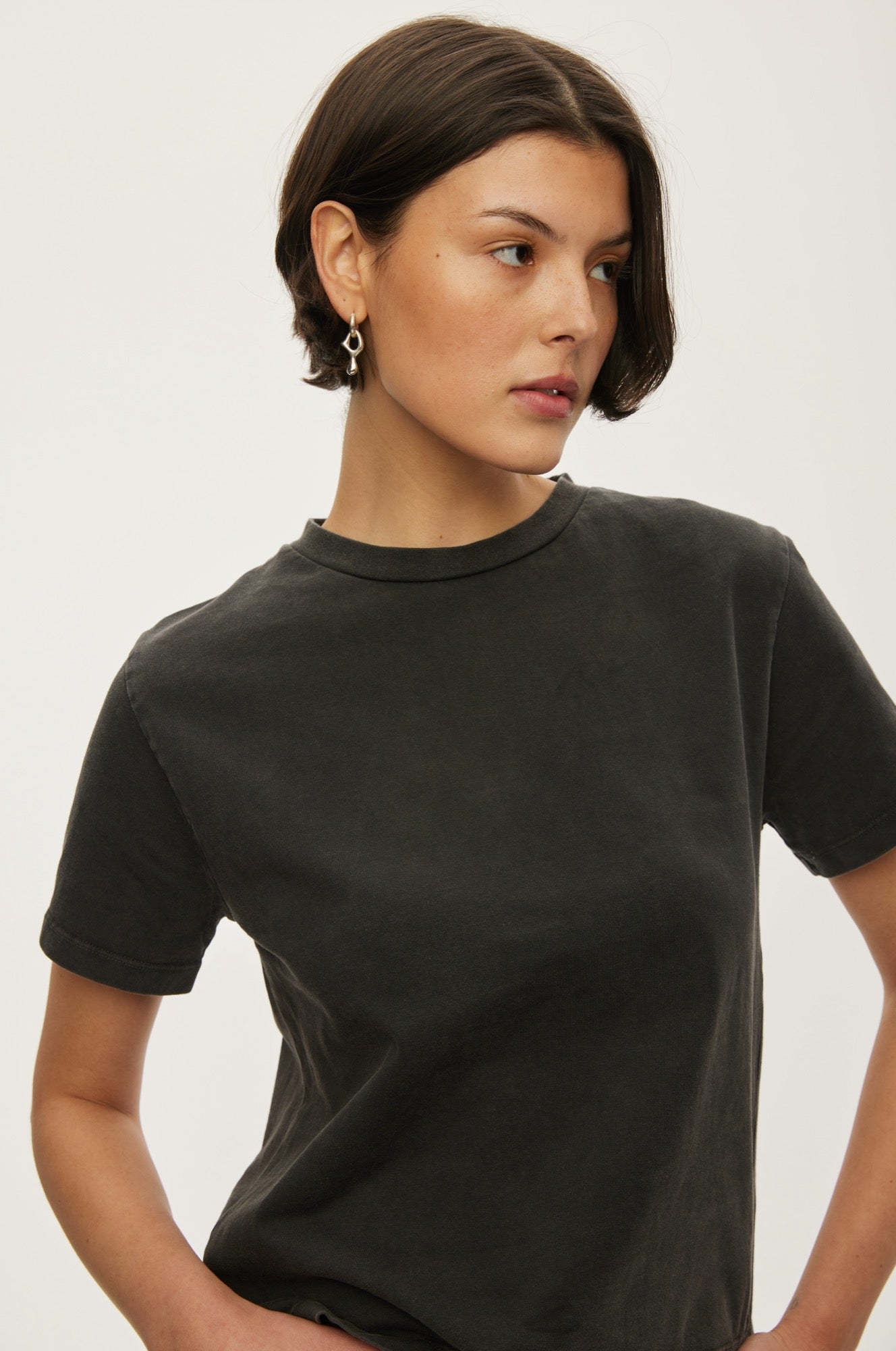 Oval Square Wash Tee TEE 8009 Black Washed