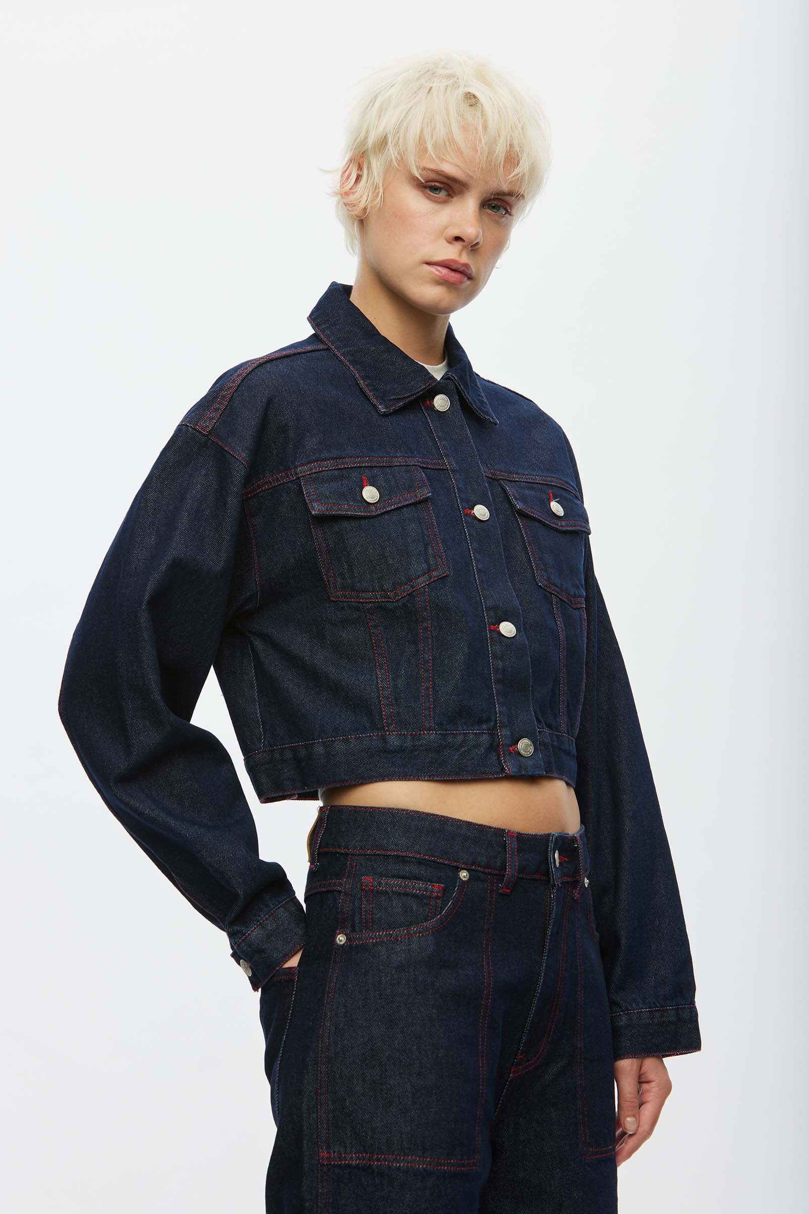 Oval Square Wonder Denim Jacket 0103 JACKETS 5014 0103 Raw / Red stitch