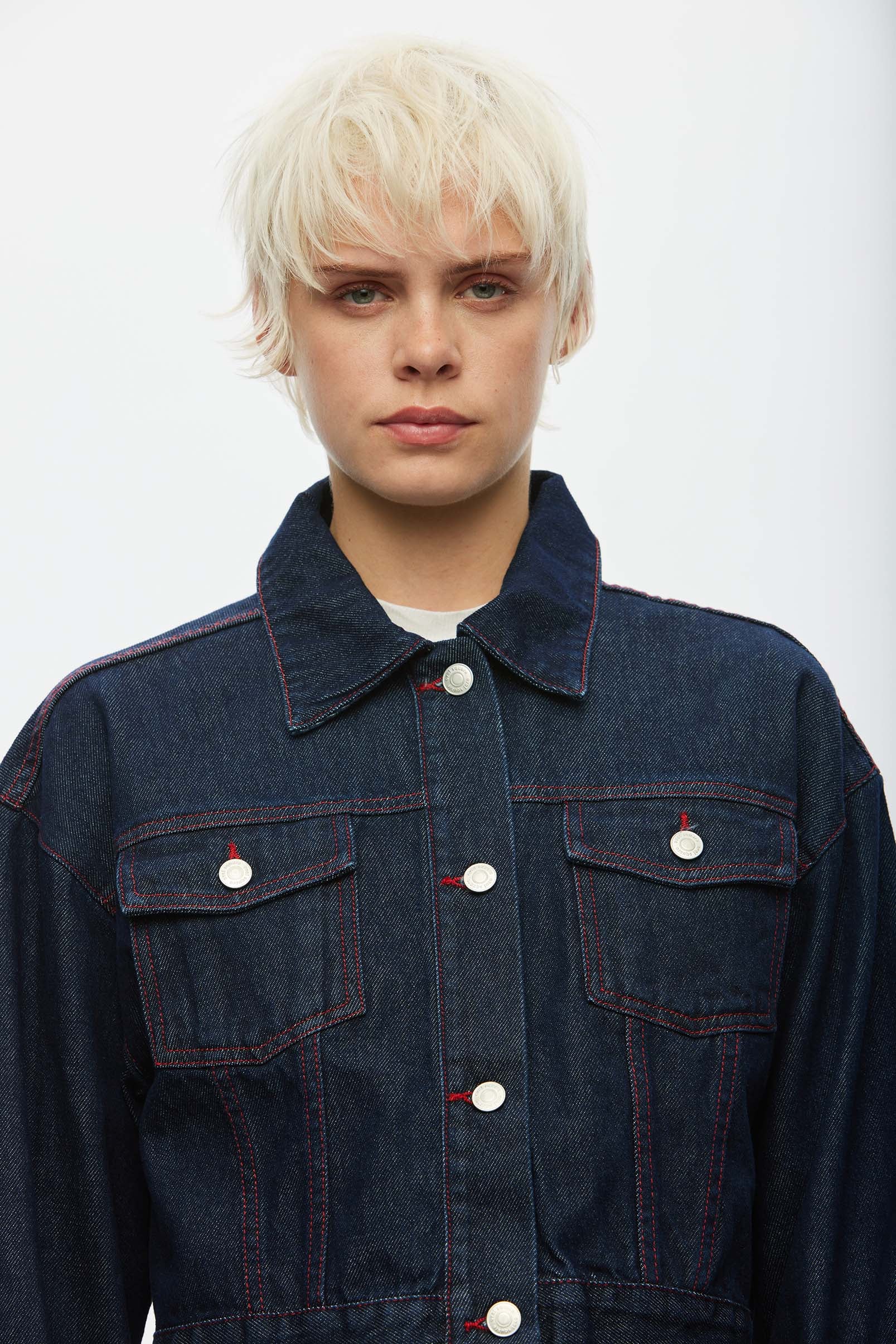 Oval Square Wonder Denim Jacket 0103 JACKETS 5014 0103 Raw / Red stitch