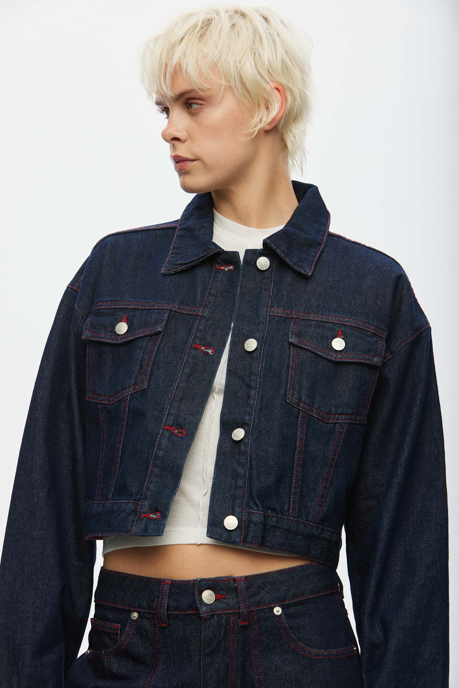 Oval Square Wonder Denim Jacket 0103 JACKETS 5014 0103 Raw / Red stitch