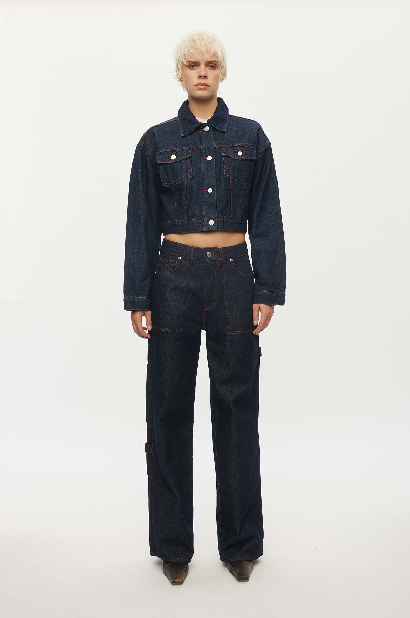 Oval Square Wonder Denim Jacket 0103 JACKETS 5014 0103 Raw / Red stitch
