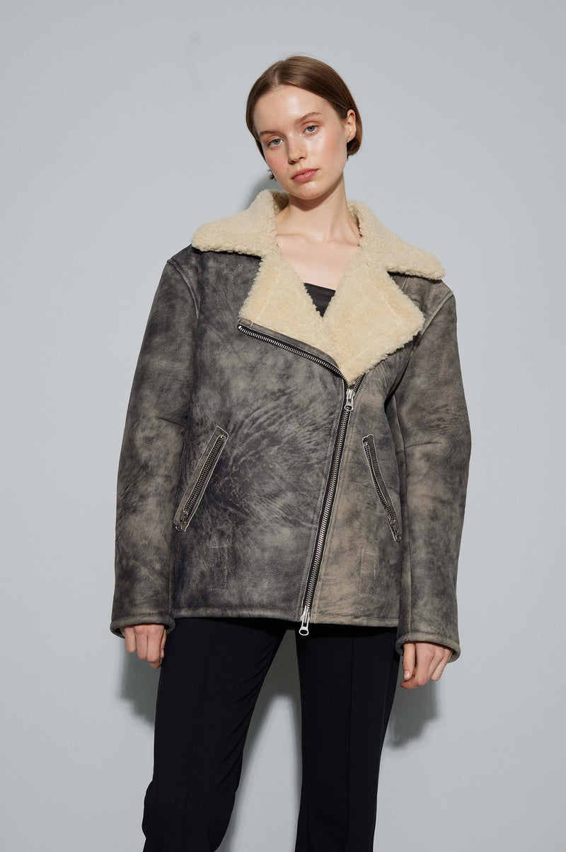 Stone Shearling Jacket